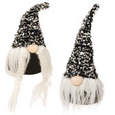 Mr. & Mrs. Santa Gnome with Black & Silver Hat, 2 Asstd. 
