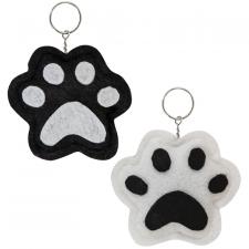 Paw Print Black & White Keychain, 2 Asstd. 