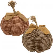Large Country Plaid Pumpkin, 2 Asstd.
