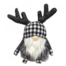 Black & White Buffalo Check Reindeer Gnome Sitter