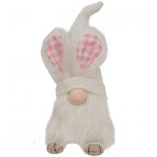 Easter White Gnome Bunny w/Gingham Ears
