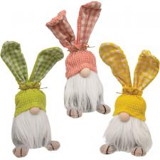 Gingham Waffle Bunny Gnome, 3 Asstd.