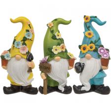 Resin Floral Garden Gnome, 3 Asstd.